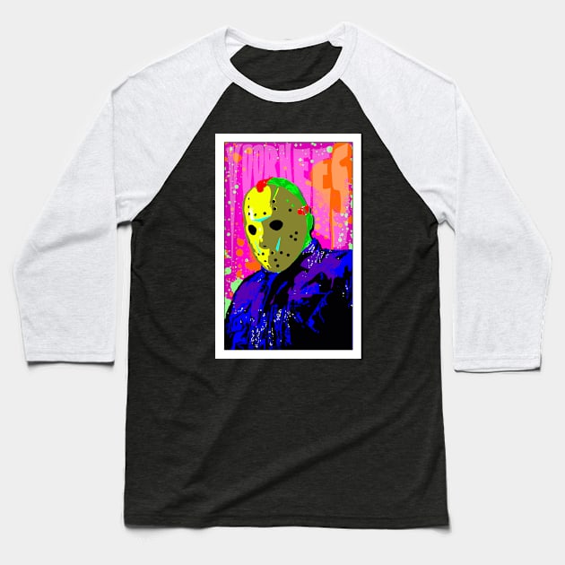 Psychadelic Voorhees 4 Baseball T-Shirt by crowjandesigns